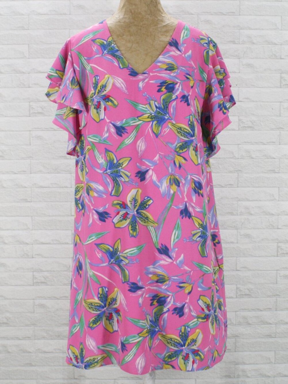 SPIN USA Dress Tropical Floral Oversized Cruise Vacation Pink Plus Size 1X